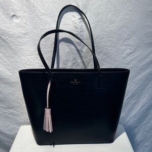 Kate Spade Black Tote with Pink Tassel
